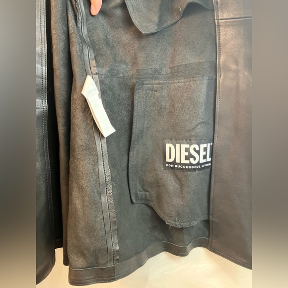 DIESEL Smooth Lambskin L-Ader Black Leather Jacket, Size XL - Picture 12 of 16